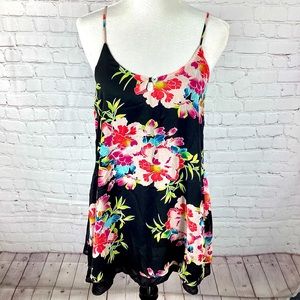 Lucy Love Hibiscus Floral Summer Top Spaghetti Strap Women’s Size Small